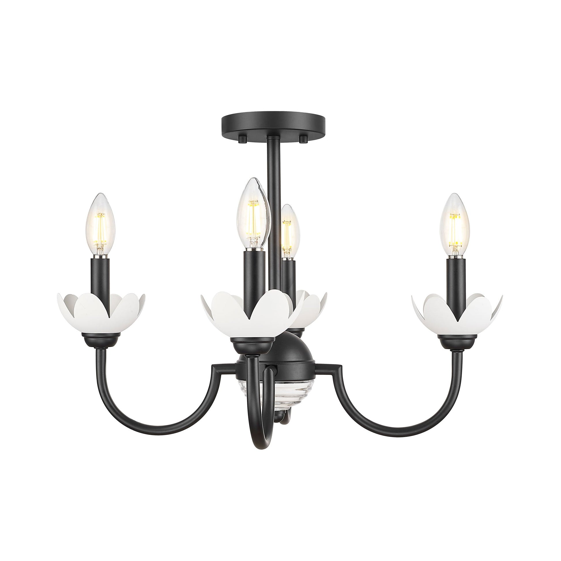 Allistair Semi Flush Mount Ceiling Light in Matte Black.