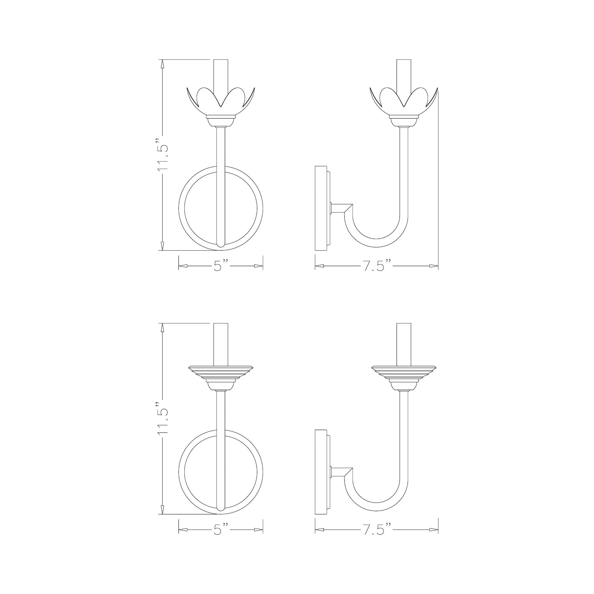 Allistair Wall Light - line drawing.