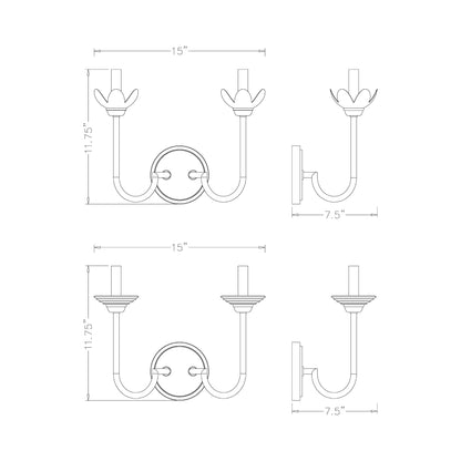 Allistair Wall Light - line drawing.
