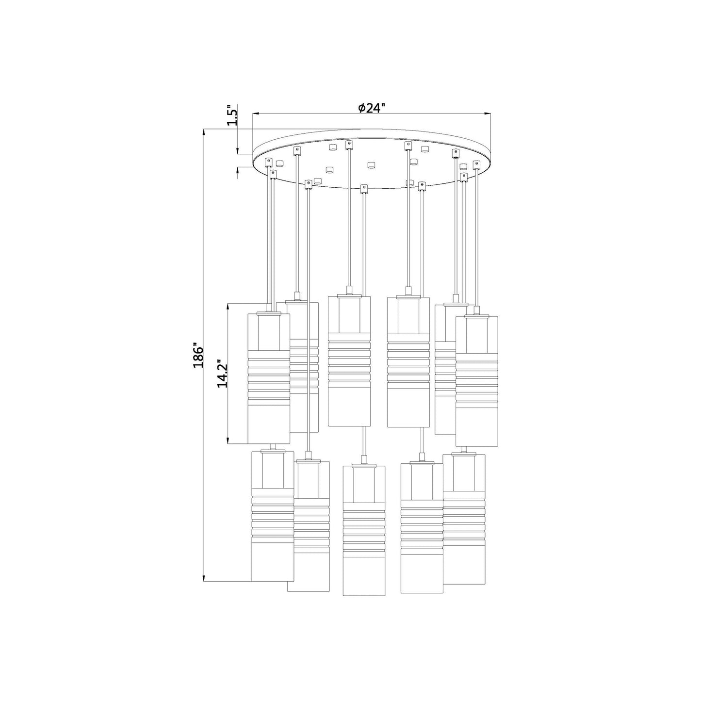 Alton Chandelier - line drawing.