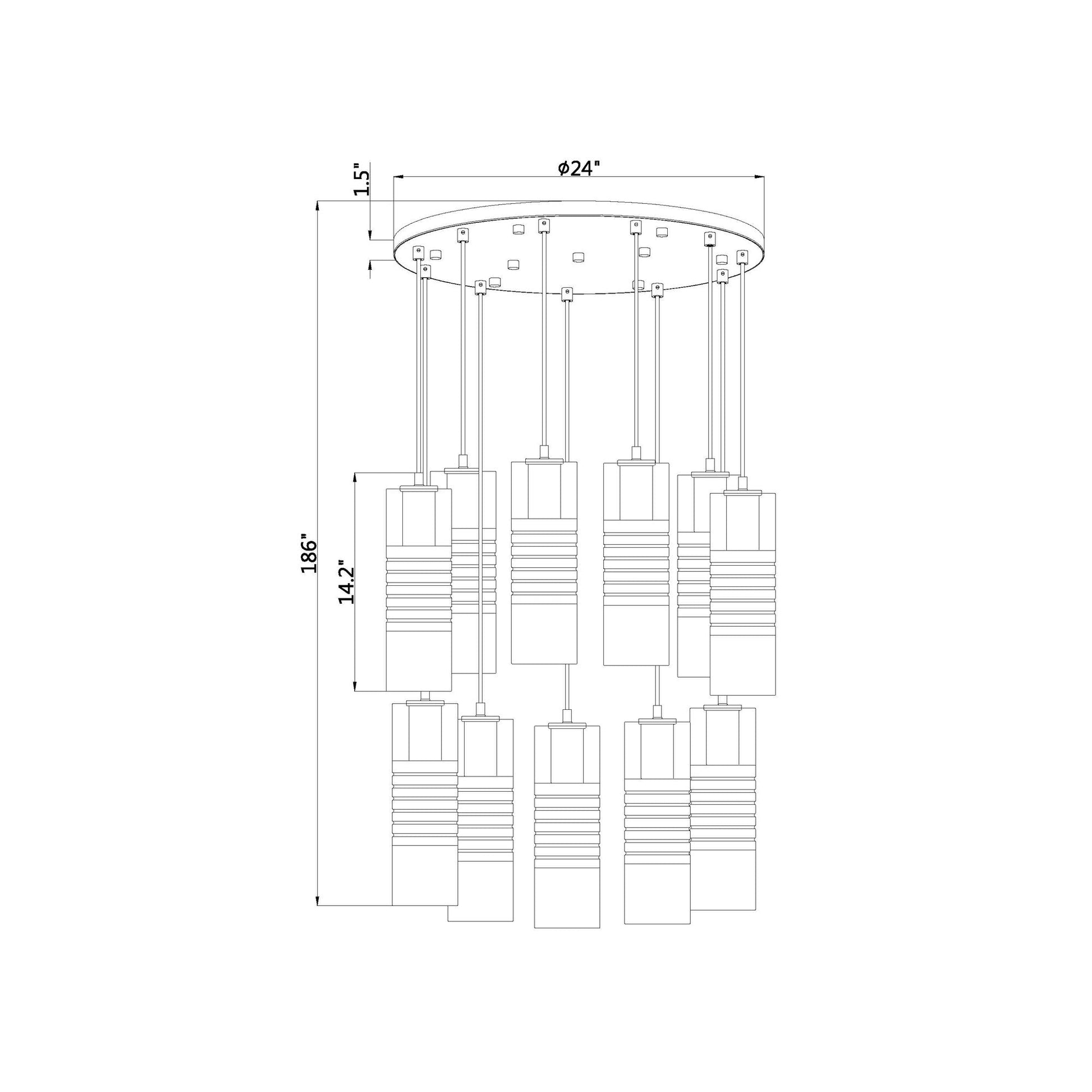 Alton Chandelier - line drawing.