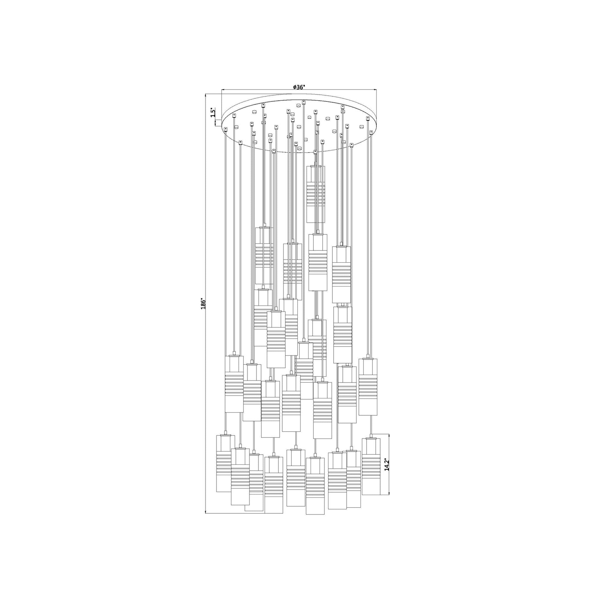 Alton Chandelier - line drawing.