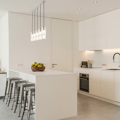 Alton Linear Chandelier in kitchen.