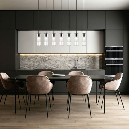 Alton Linear Chandelier in kitchen.