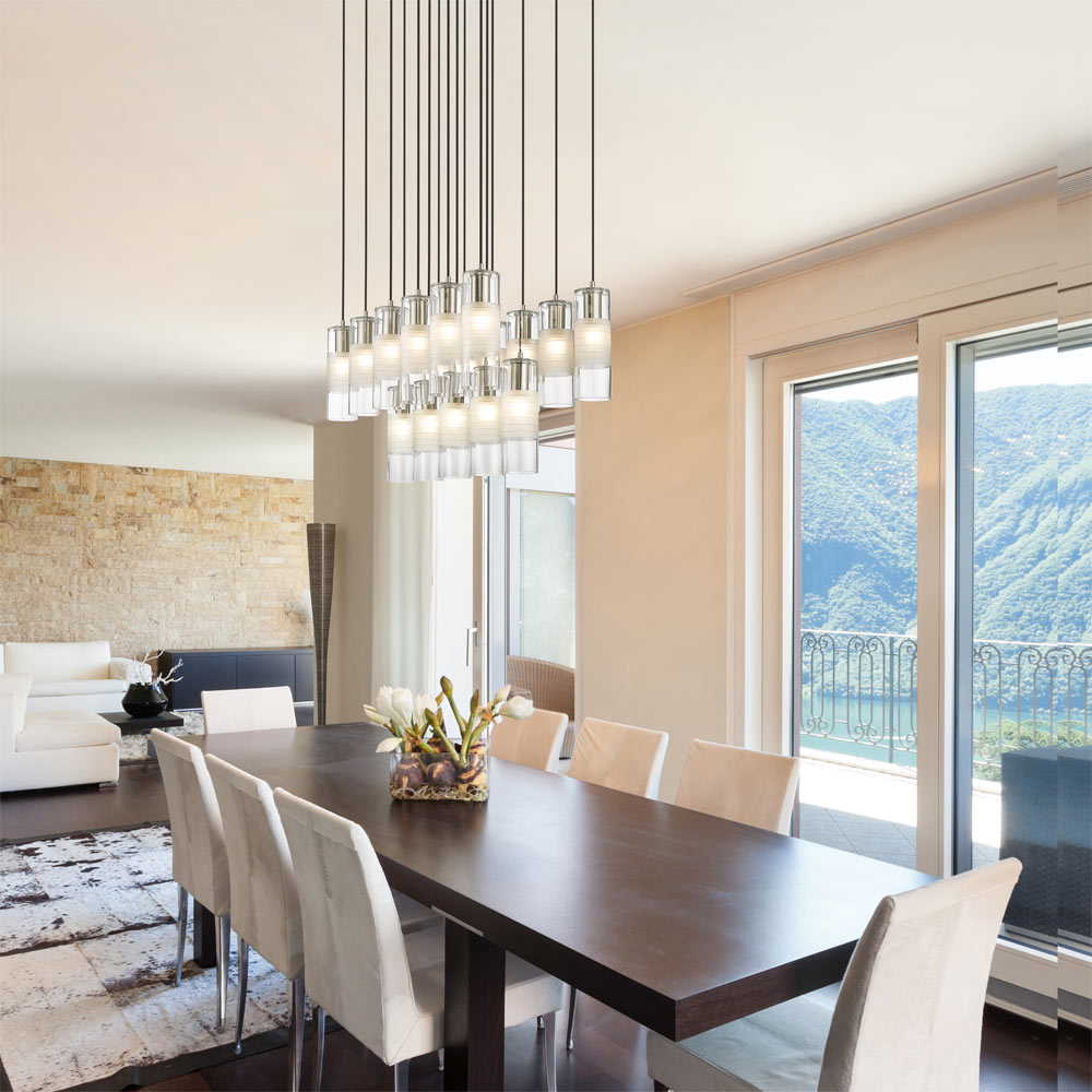 Alton Linear Chandelier in living room.