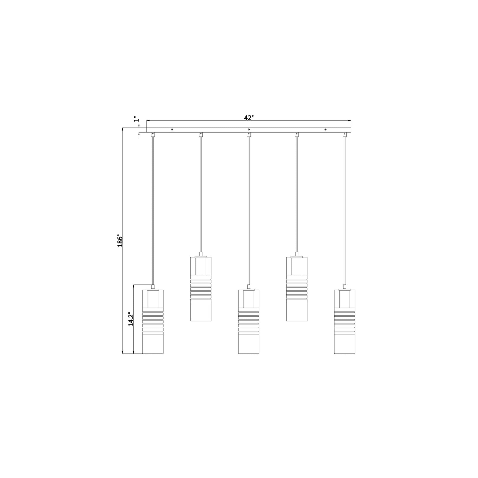 Alton Linear Chandelier - line drawing.