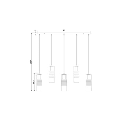 Alton Linear Chandelier - line drawing.