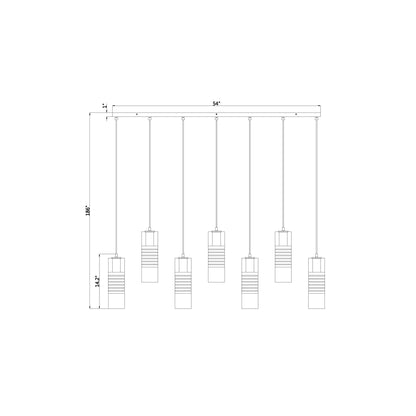 Alton Linear Chandelier - line drawing.
