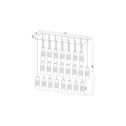 Alton Linear Chandelier - line drawing.