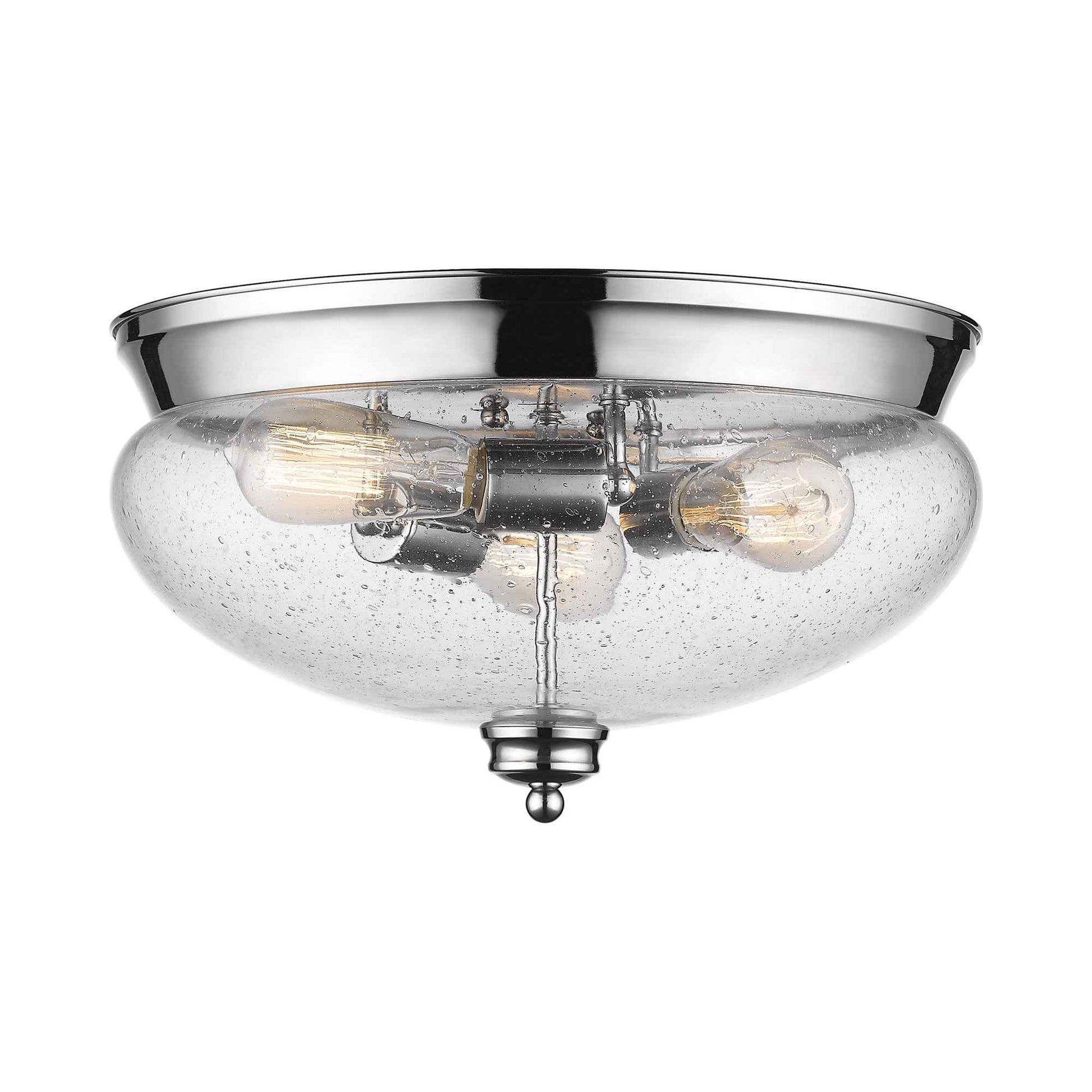 Amon Flush Mount Ceiling Light in Chrome (Clear Seedy/3-Light).