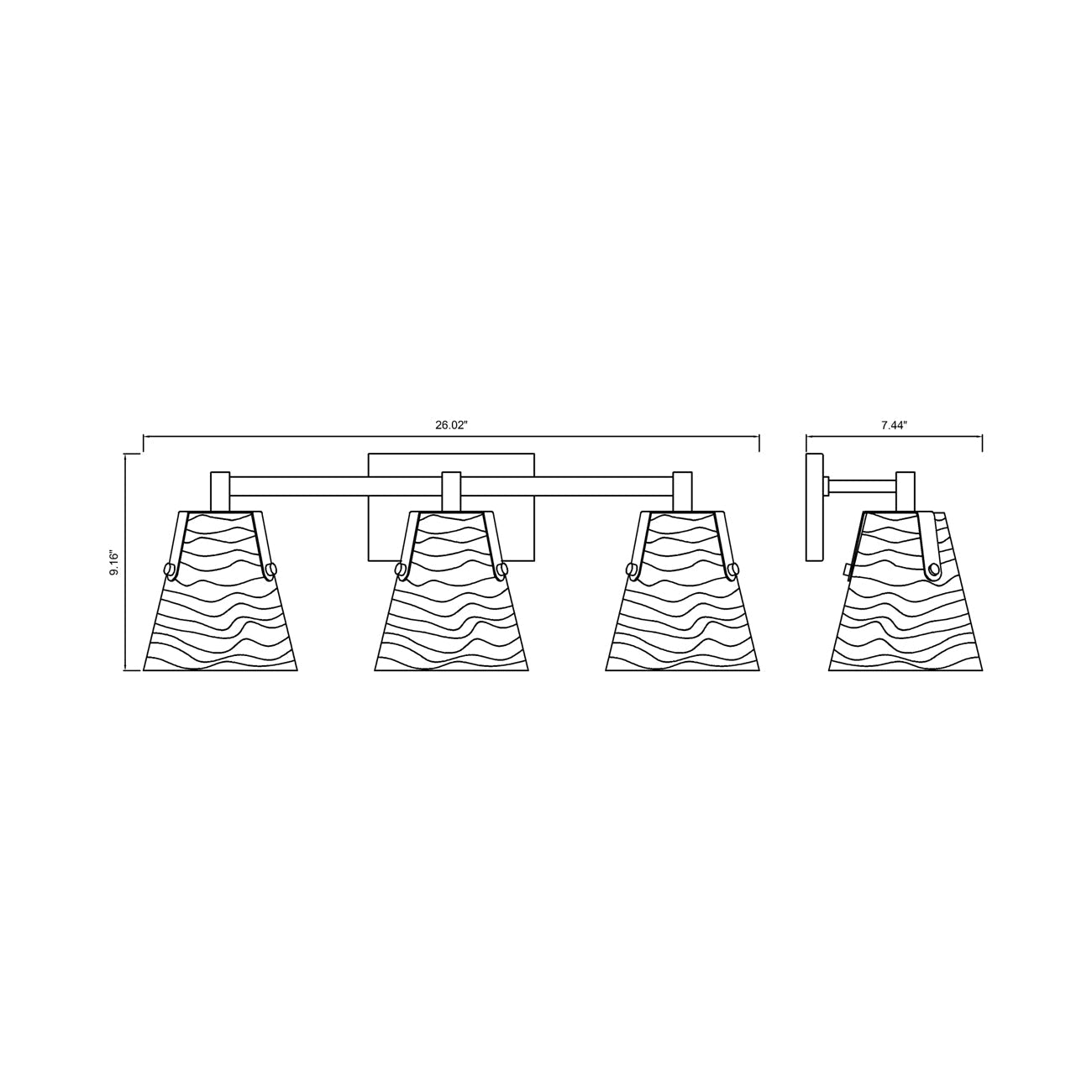 Analia Bath Vanity Light - line drawing.