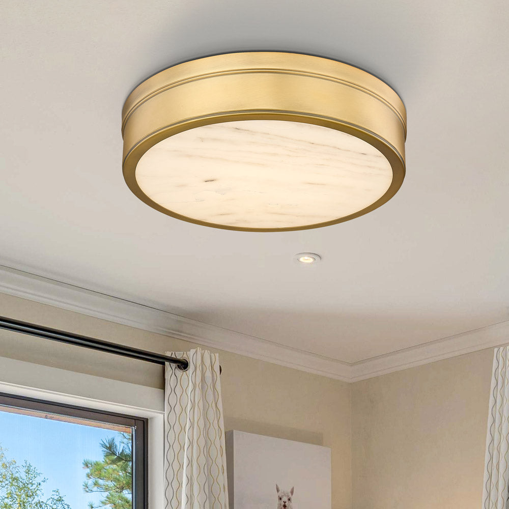 Anders LED Flush Mount Ceiling Light in living room.