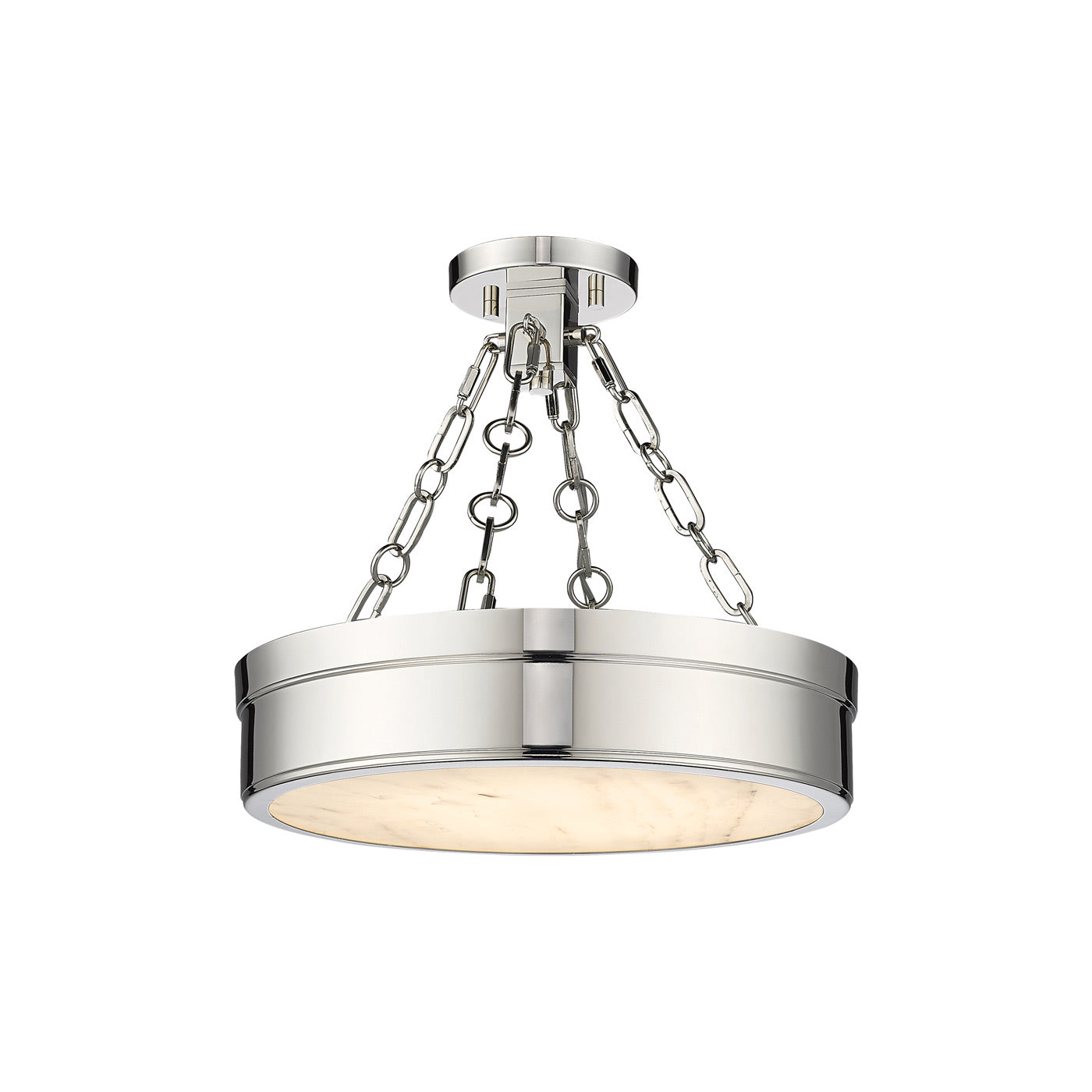 Anders LED Semi Flush Mount Ceiling Light in Polished Nickel (1-Light).