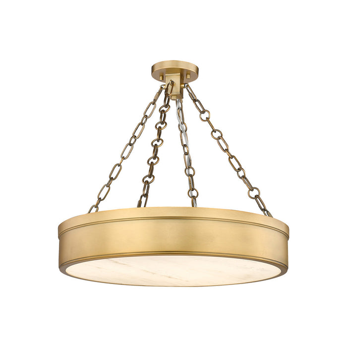 Anders LED Semi Flush Mount Ceiling Light in Rubbed Brass (3-Light).