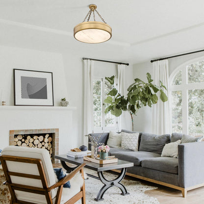 Anders LED Semi Flush Mount Ceiling Light in living room.