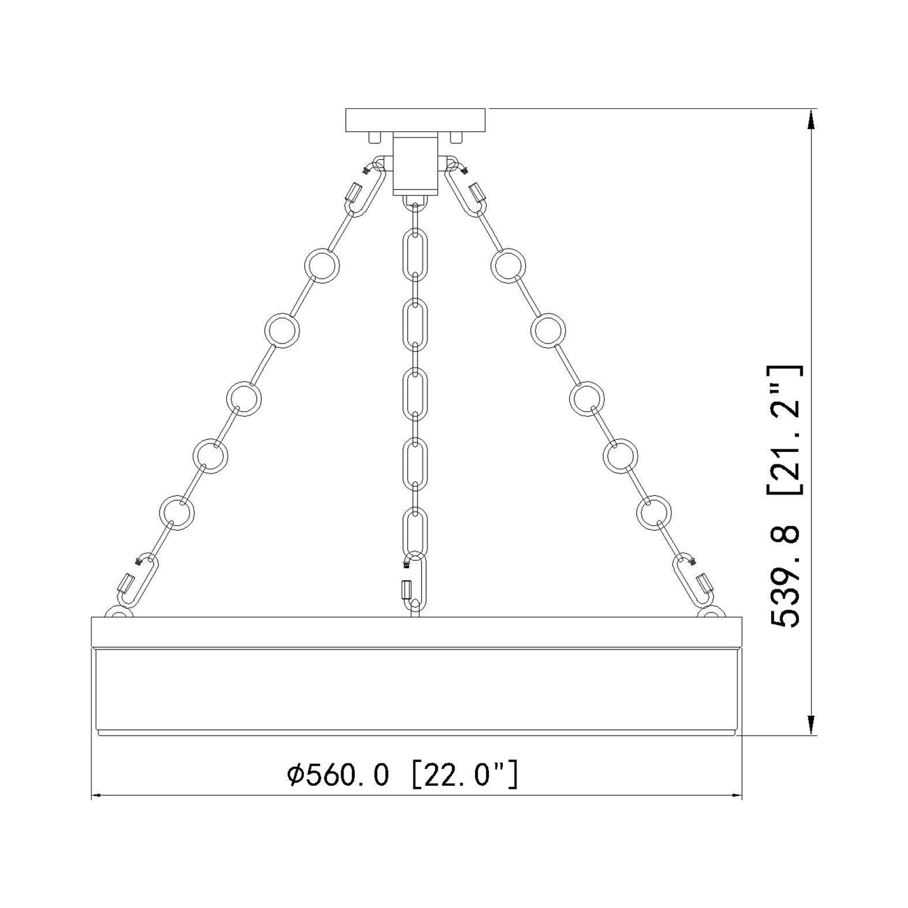 Anders LED Semi Flush Mount Ceiling Light - line drawing.