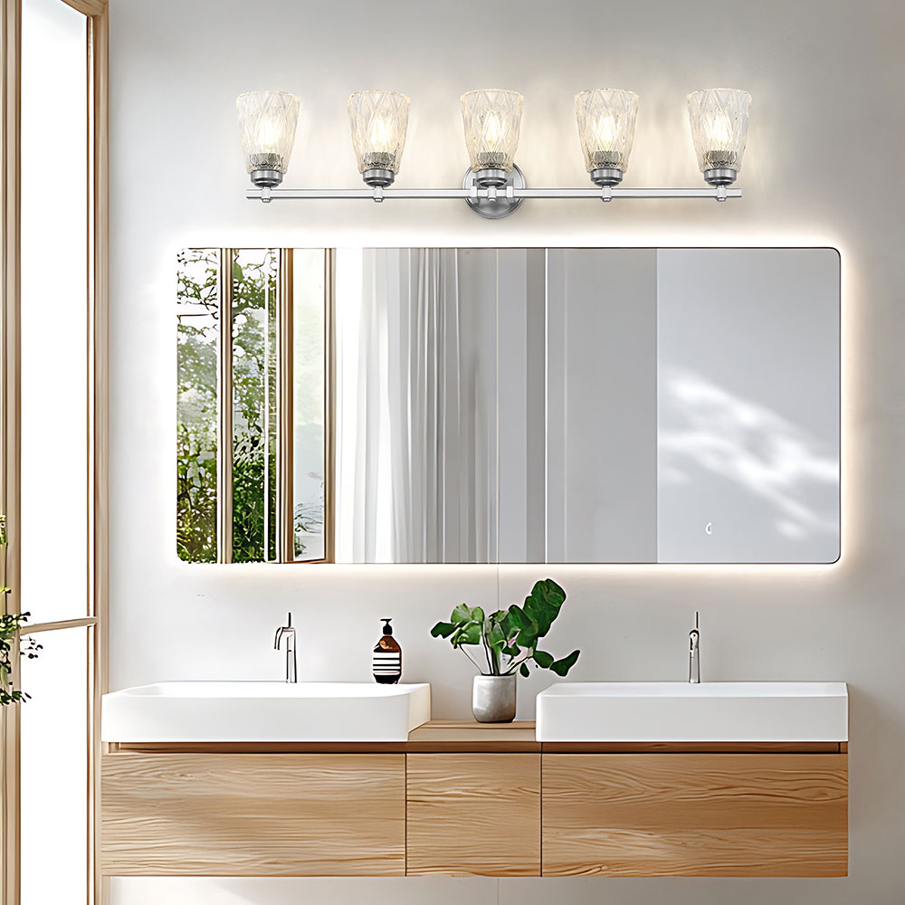 Andree Bath Vanity Light in bathroom.