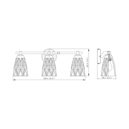 Andree Bath Vanity Light - line drawing.
