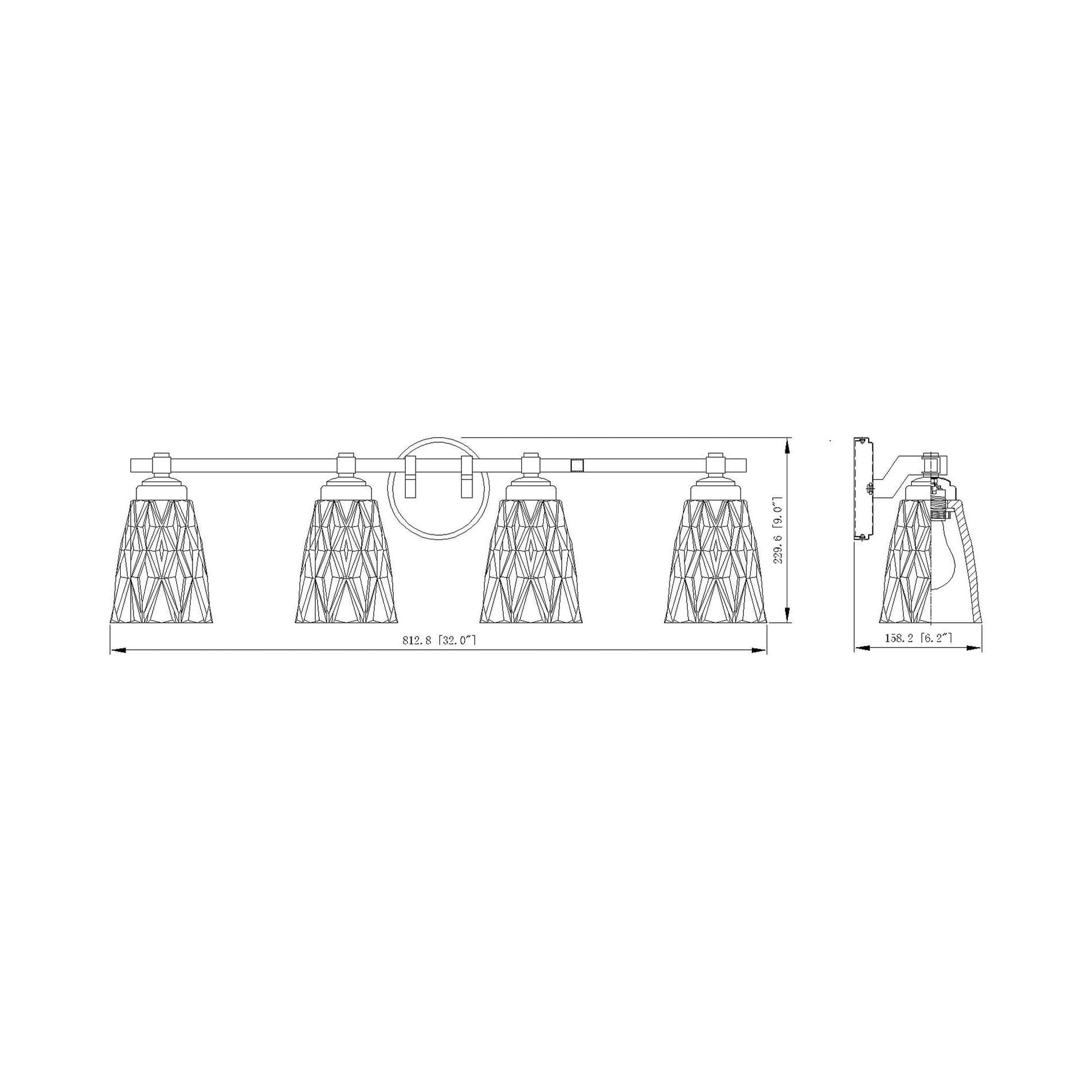 Andree Bath Vanity Light - line drawing.