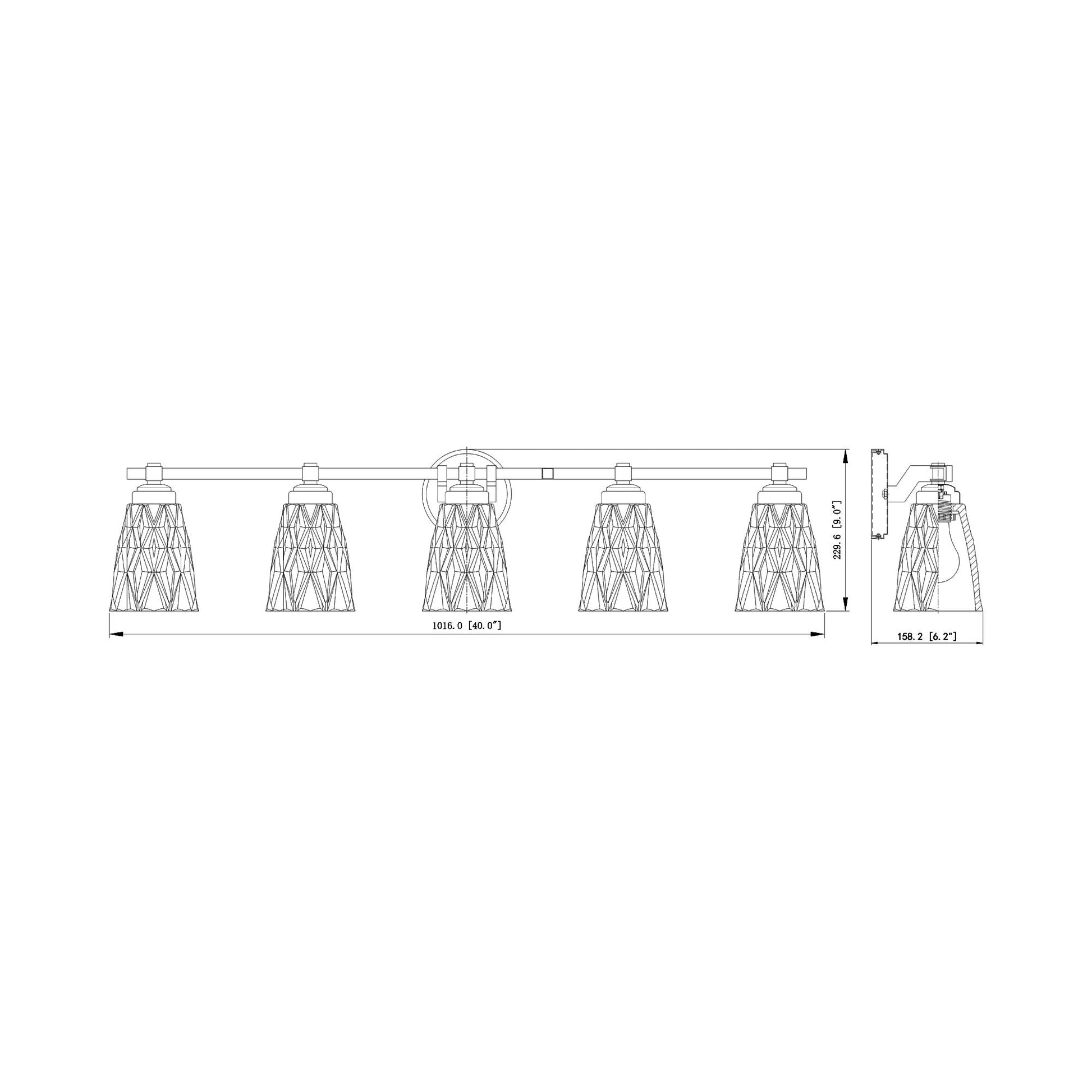 Andree Bath Vanity Light - line drawing.