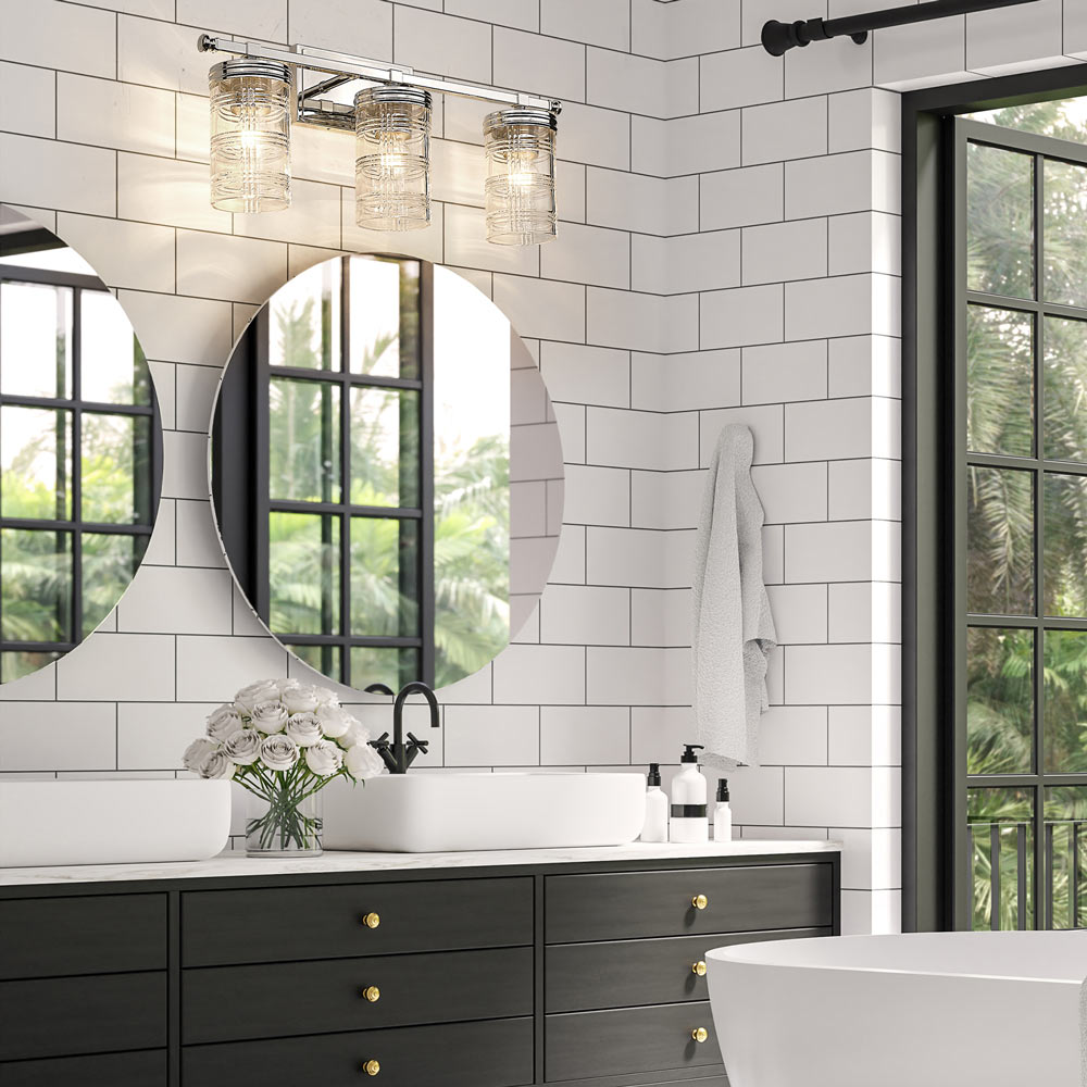Archer Bath Vanity Light in bathroom.