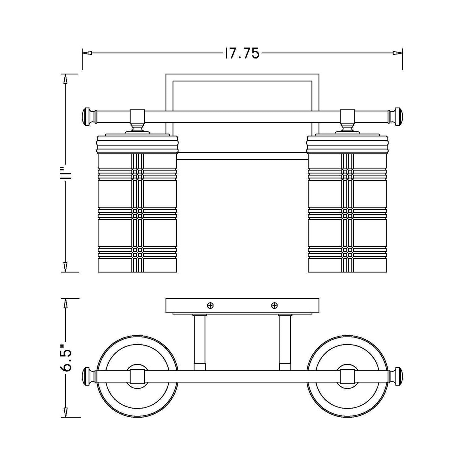 Archer Bath Vanity Light - line drawing.