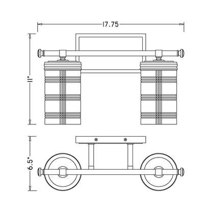 Archer Bath Vanity Light - line drawing.