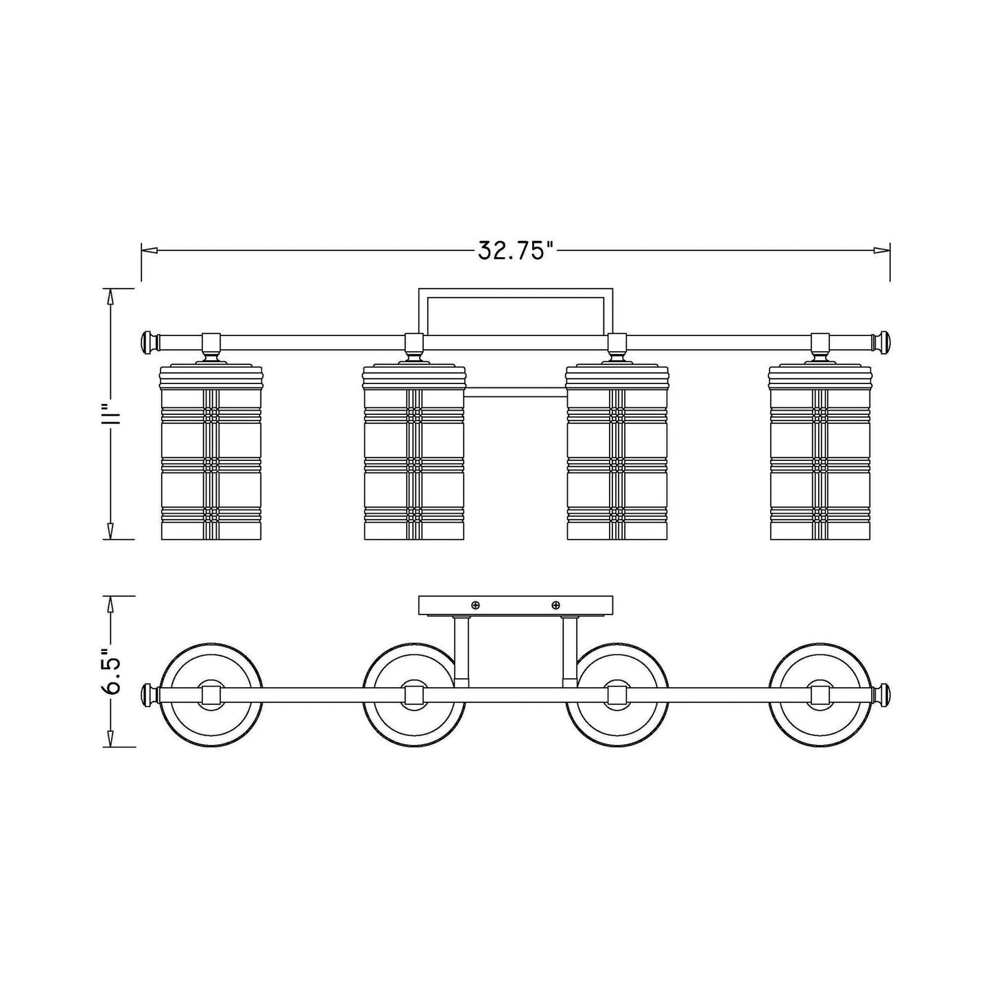 Archer Bath Vanity Light - line drawing.