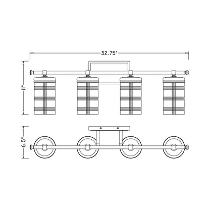 Archer Bath Vanity Light - line drawing.