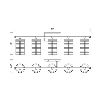 Archer Bath Vanity Light - line drawing.
