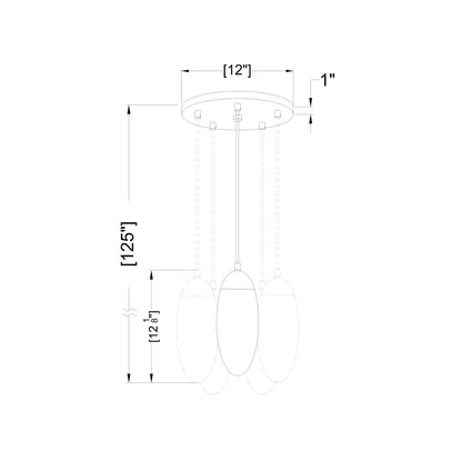 Arden Chandelier - line drawing.