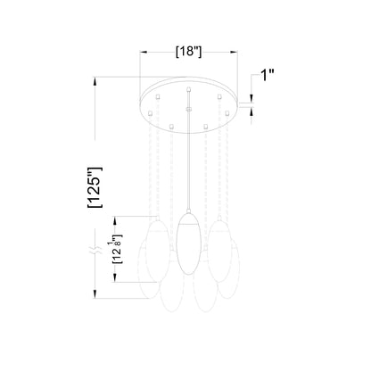 Arden Chandelier - line drawing.