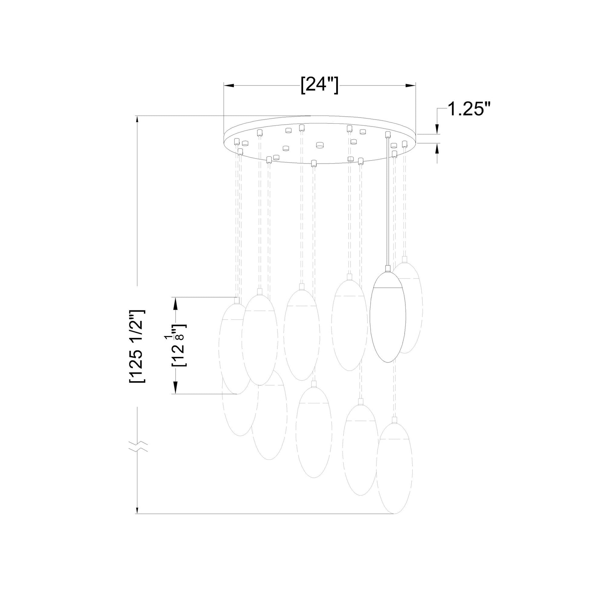 Arden Chandelier - line drawing.