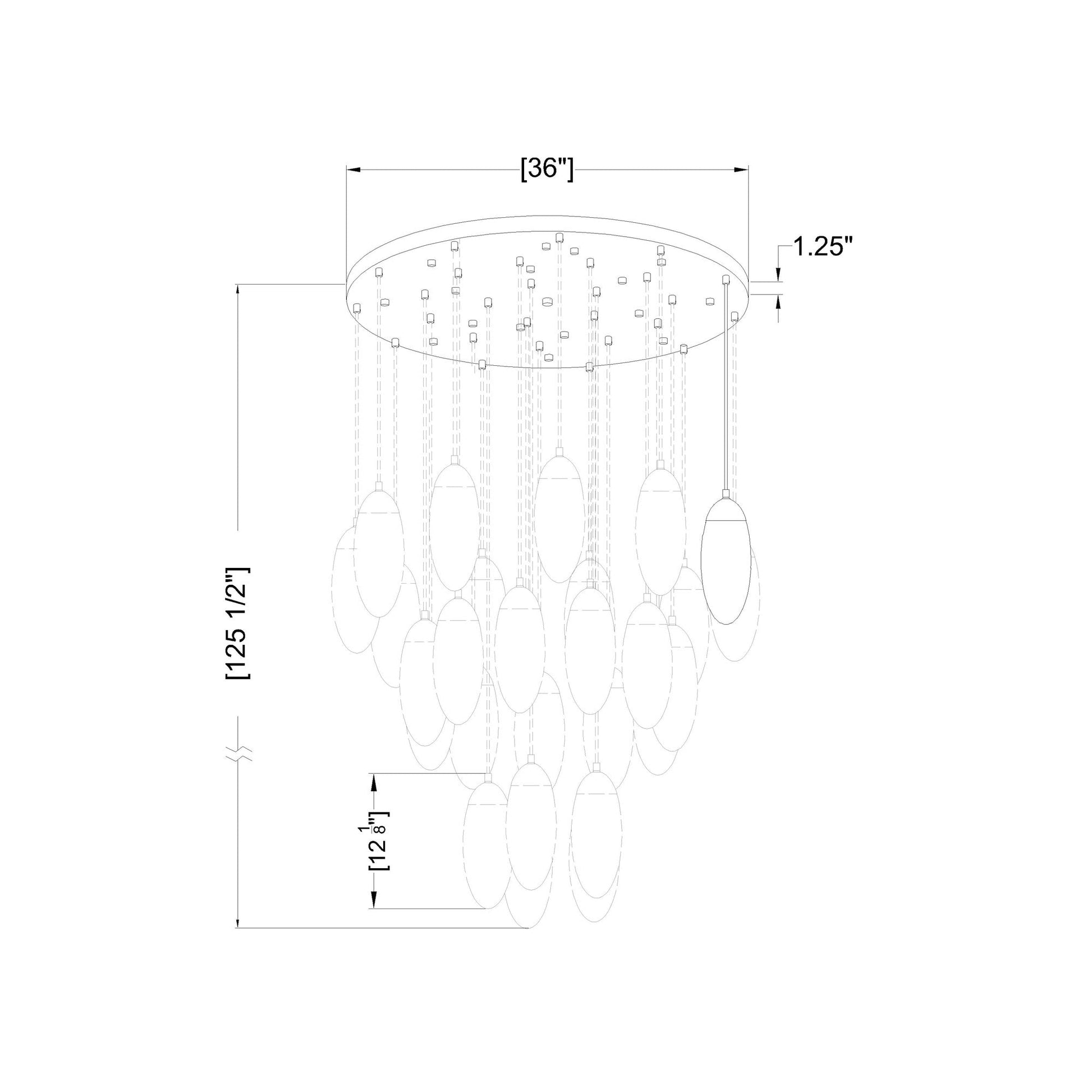 Arden Chandelier - line drawing.