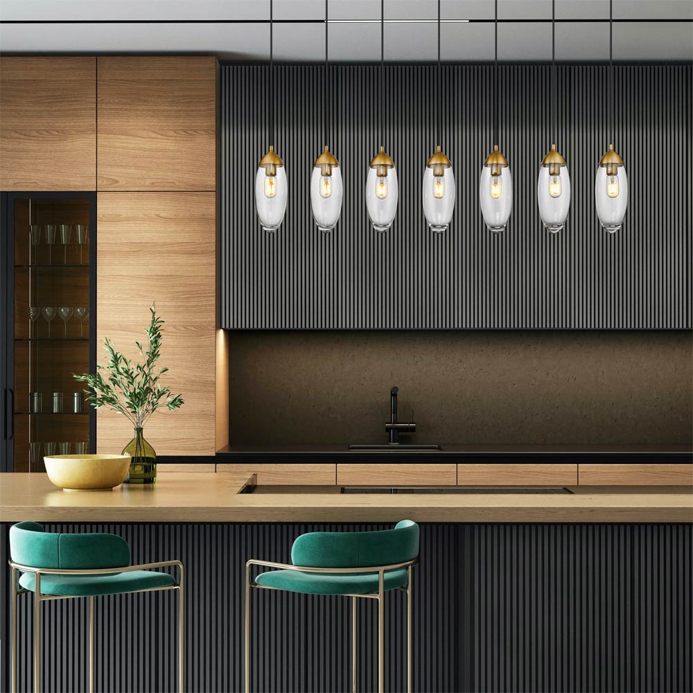 Arden Linear Chandelier in kitchen.