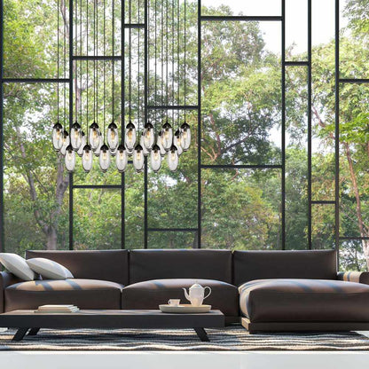 Arden Linear Chandelier in living room.