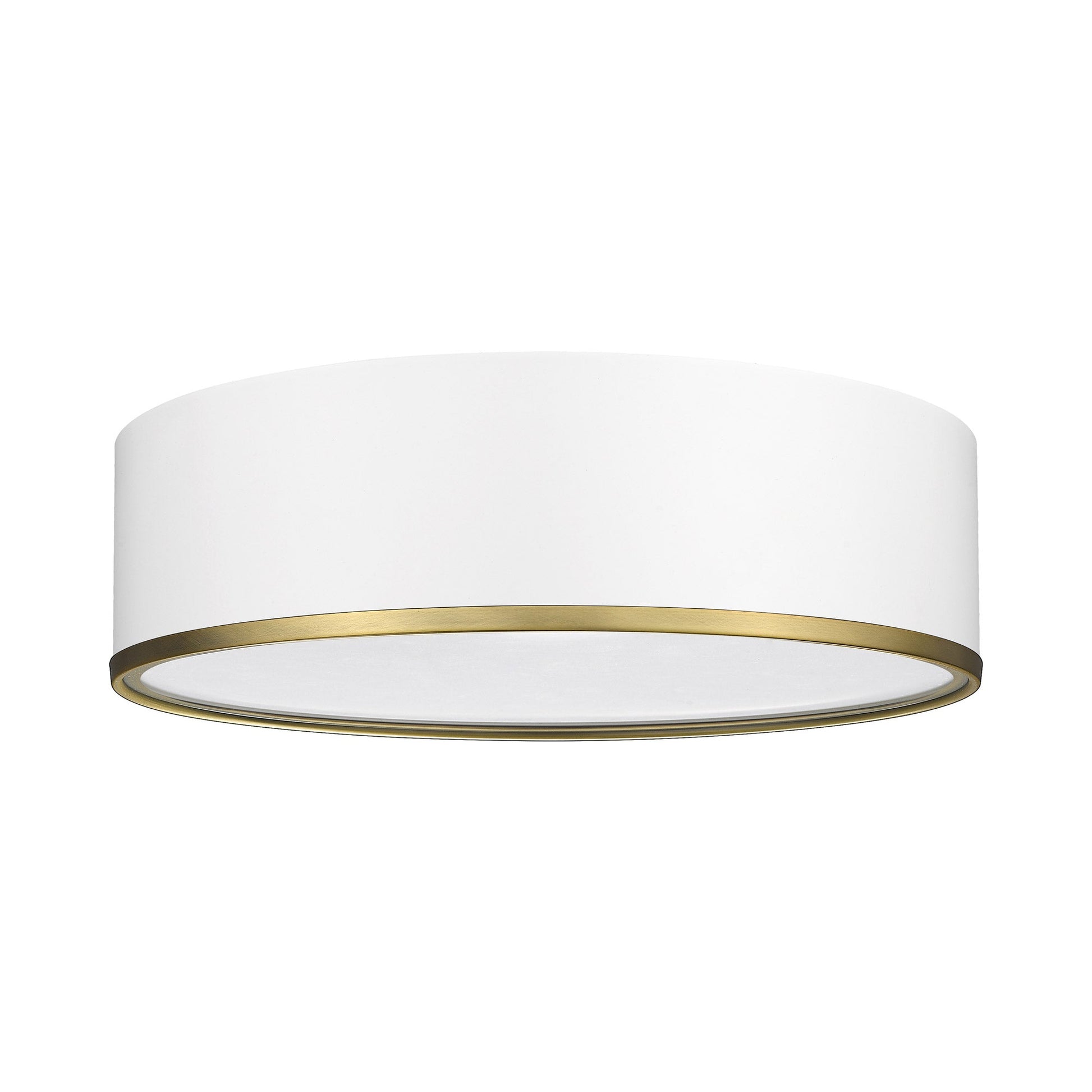 Arlo Round Flush Mount Ceiling Light in Matte White/Rubbed Brass (20.13-Inch).