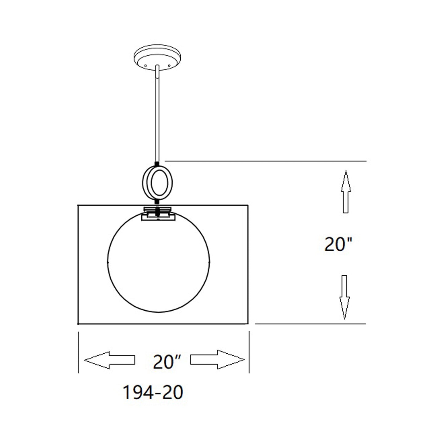 Arosia Pendant Light - line drawing.