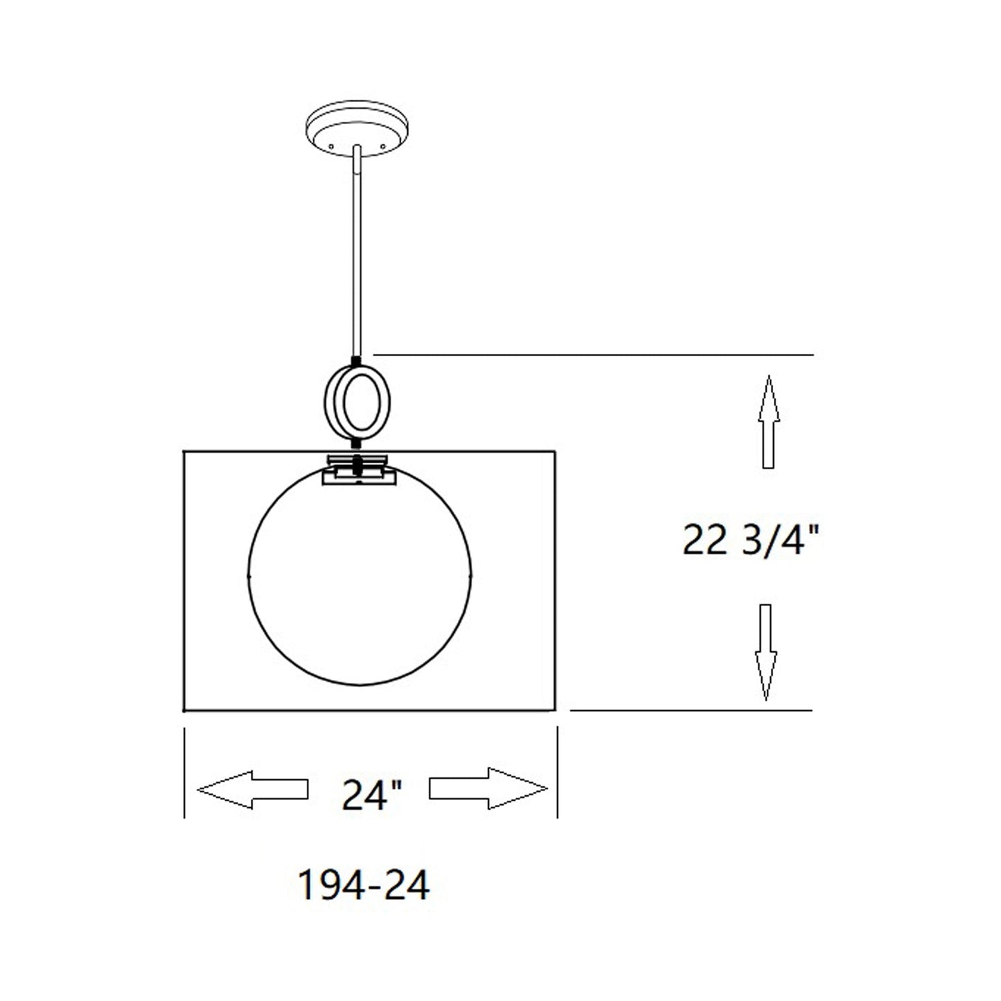 Arosia Pendant Light - line drawing.