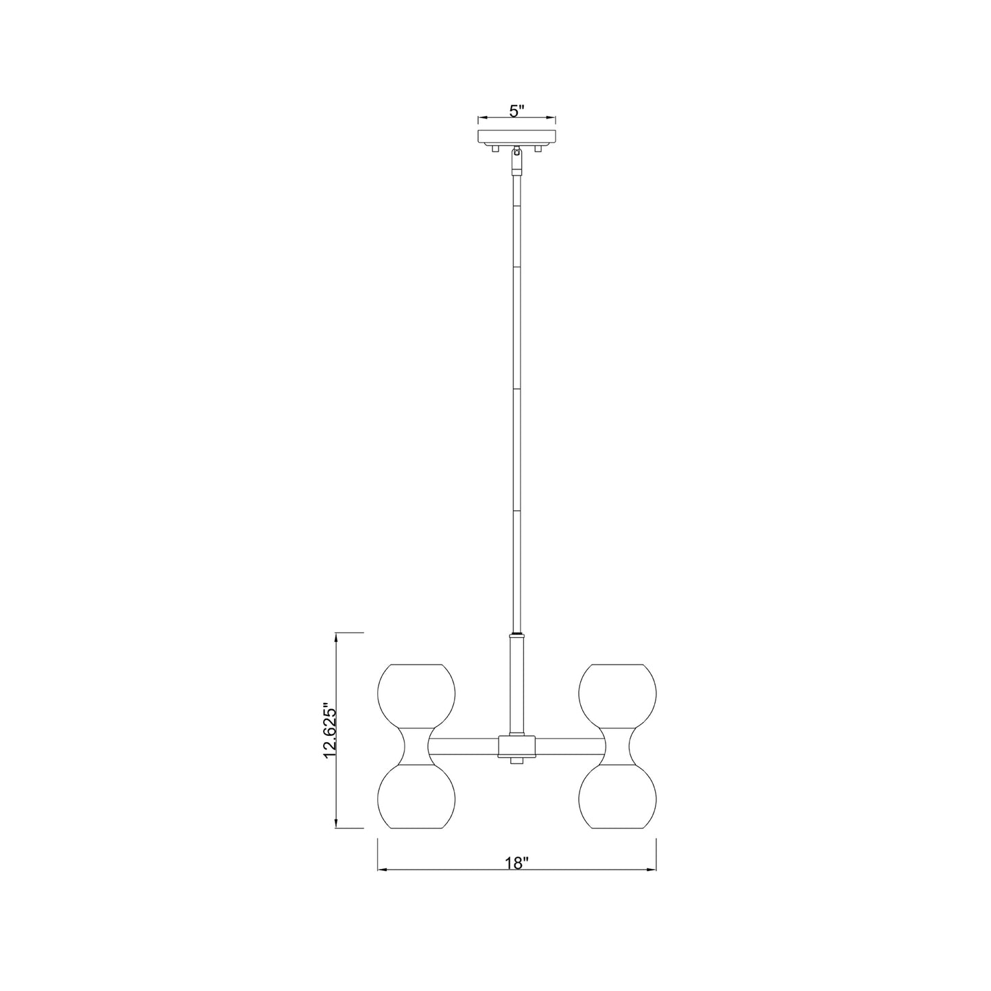 Artemis Chandelier - line drawing.