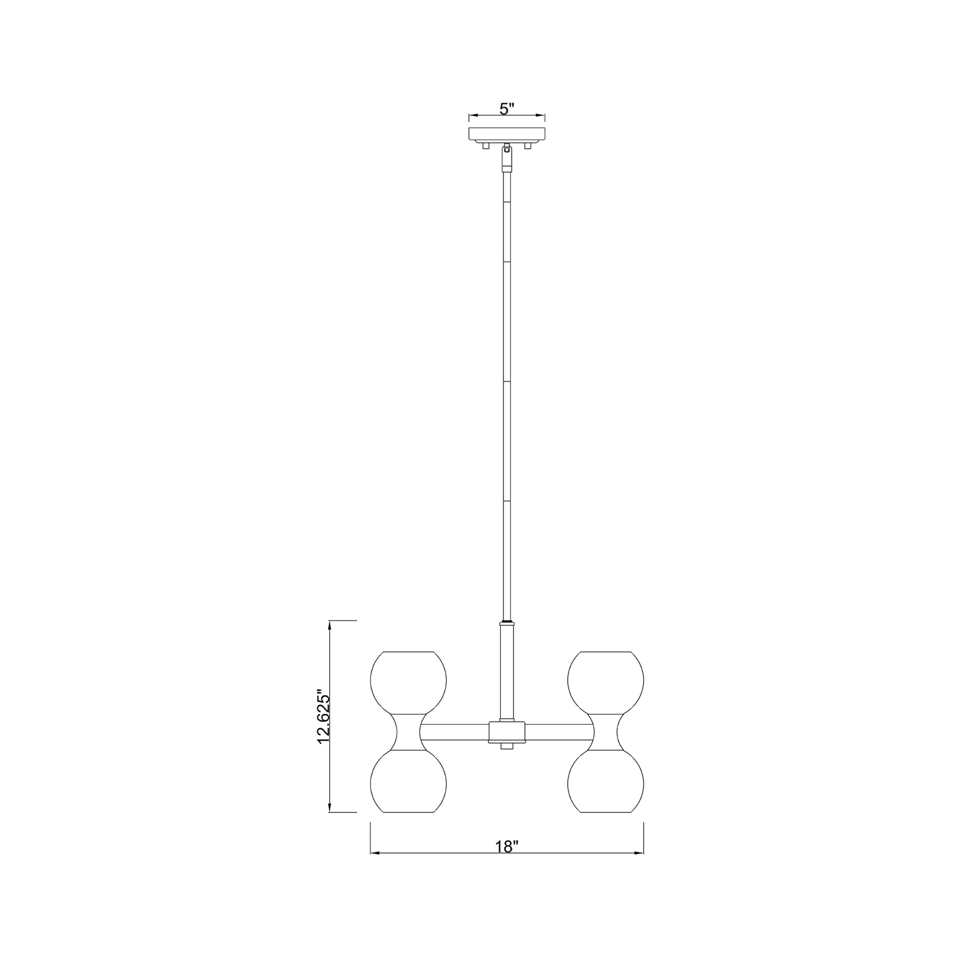 Artemis Chandelier - line drawing.