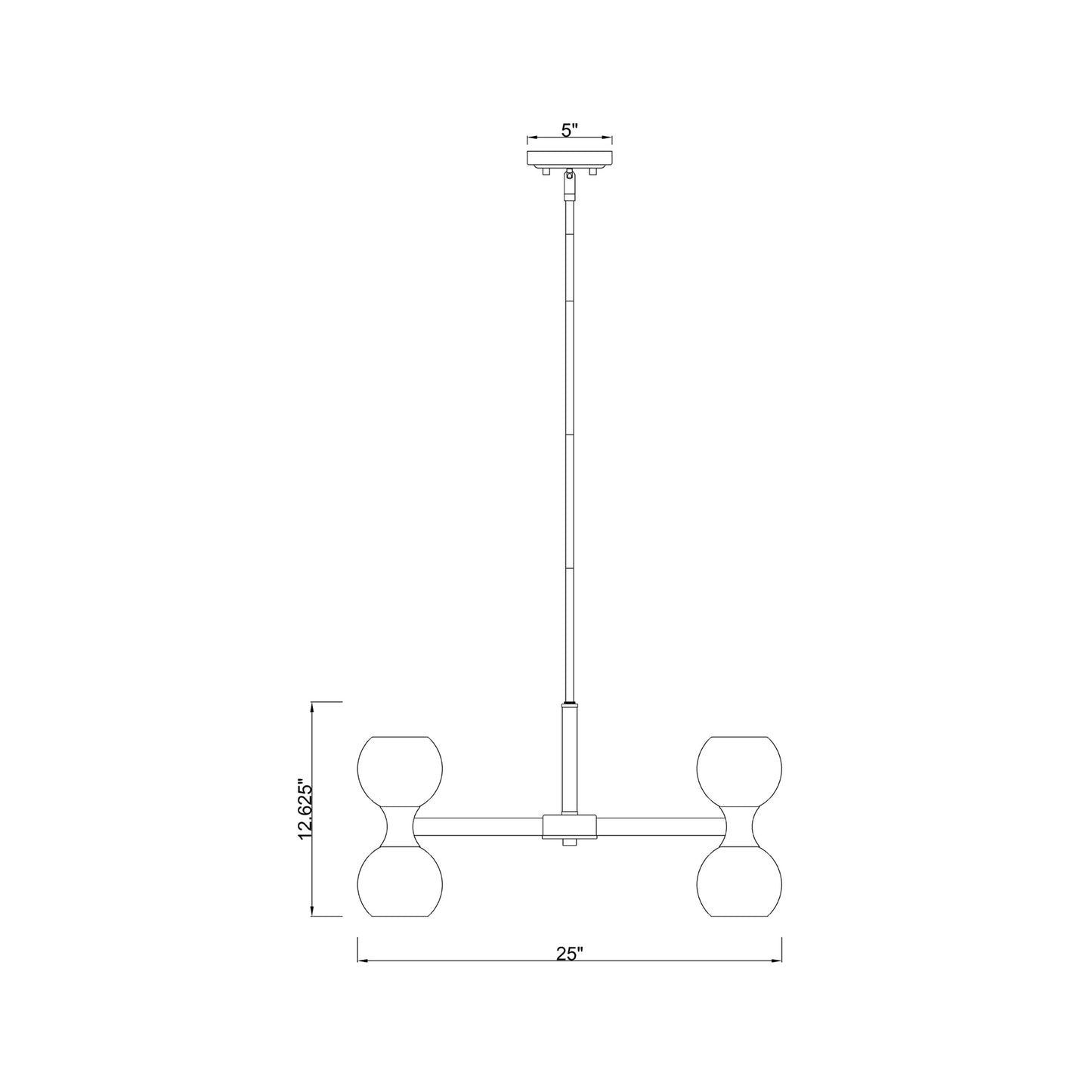 Artemis Chandelier - line drawing.