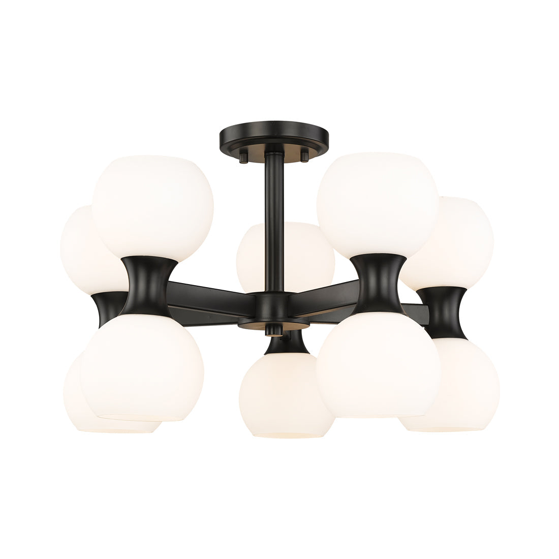 Artemis Semi Flush Mount Ceiling Light in Matte Black (10-Light).