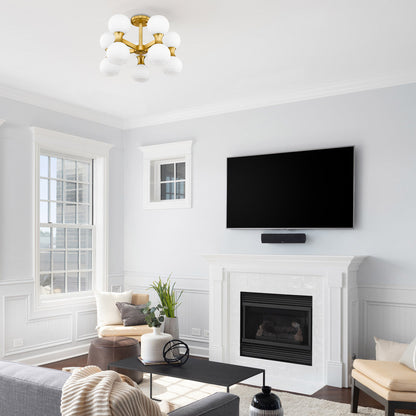 Artemis Semi Flush Mount Ceiling Light in living room.