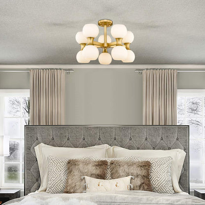 Artemis Semi Flush Mount Ceiling Light in bedroom.