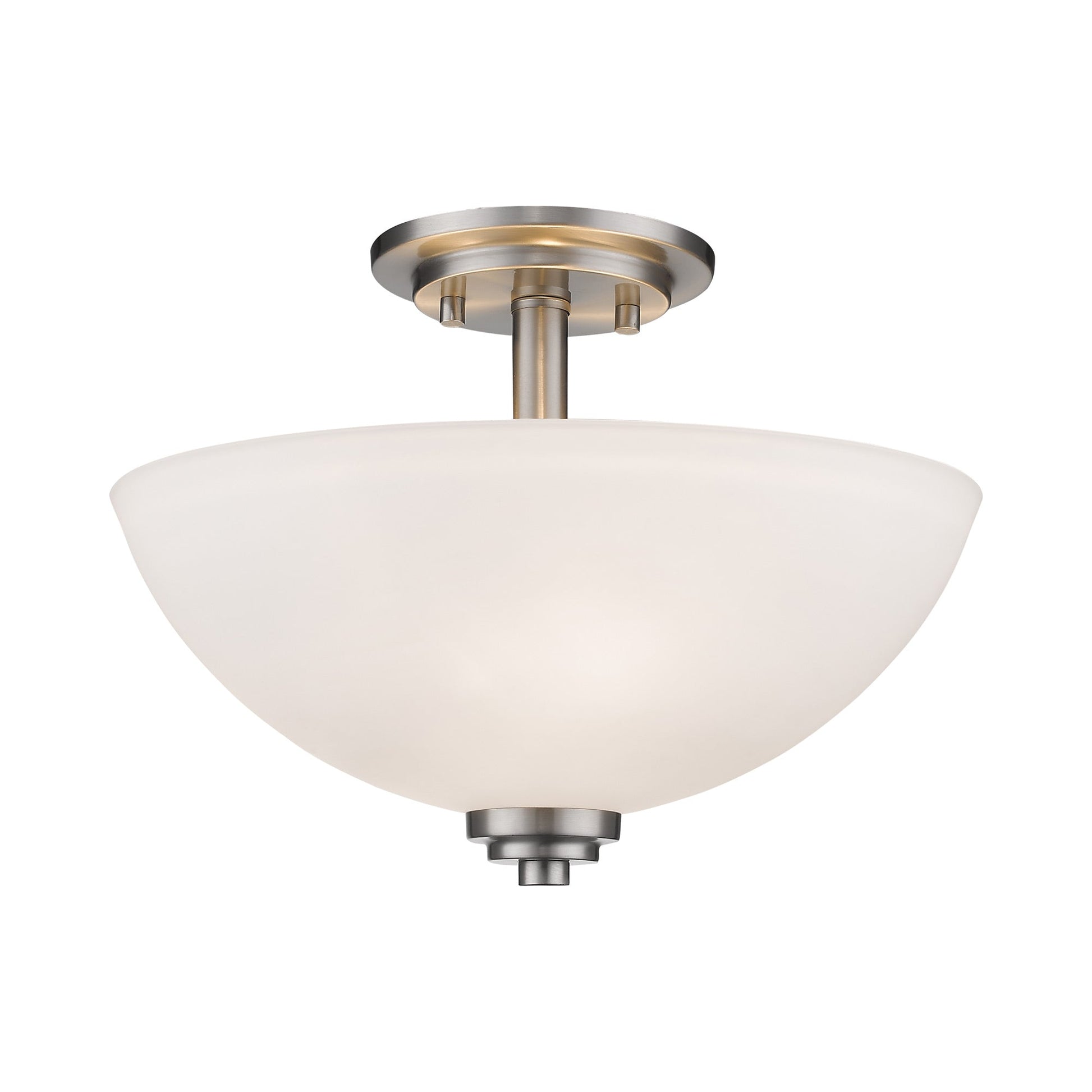 Ashton Round Semi Flush Mount Ceiling Light in Brushed Nickel.