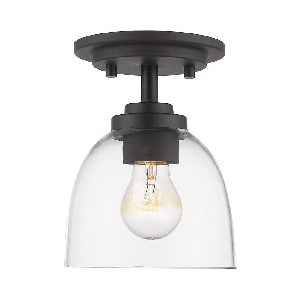 Ashton Semi-Flush Mount Ceiling Light in Bronze/Clear.