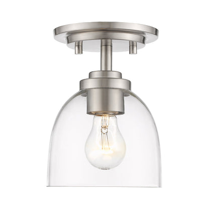 Ashton Semi-Flush Mount Ceiling Light in Brushed Nickel/Clear.