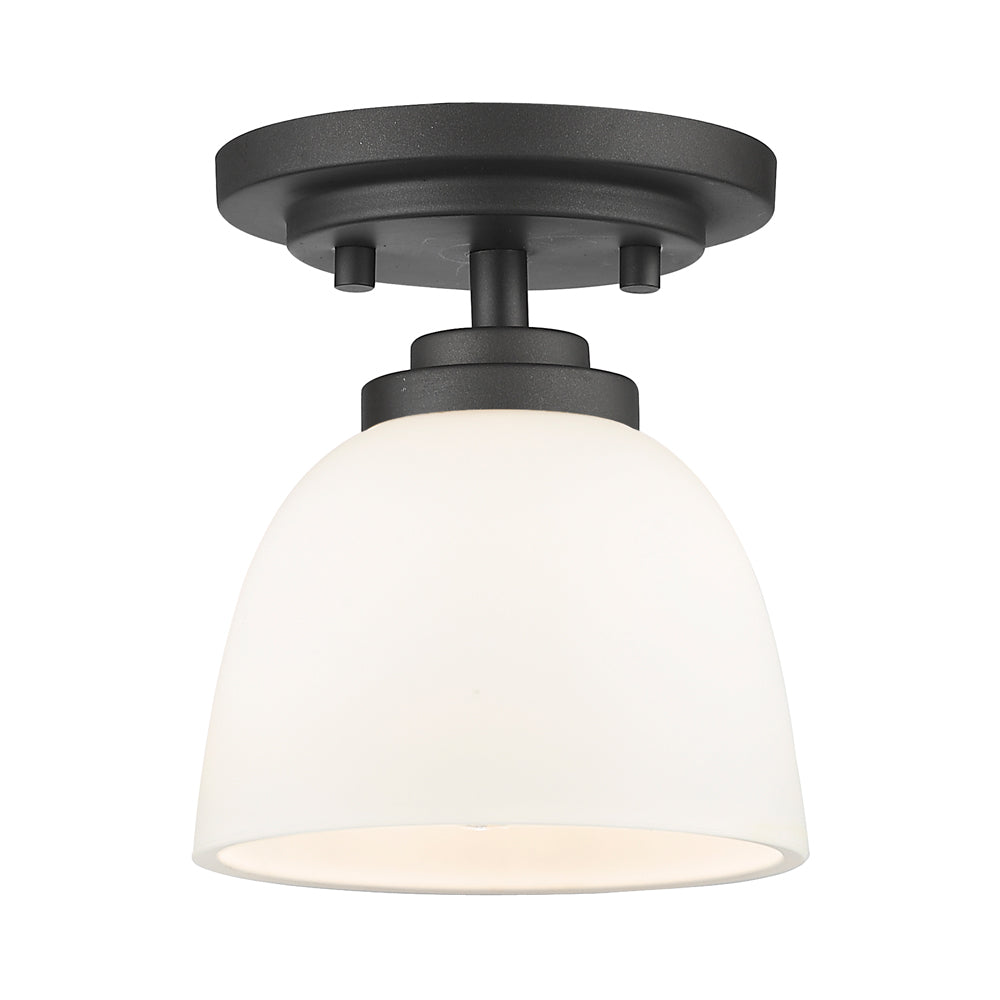 Ashton Semi-Flush Mount Ceiling Light in Bronze/Matte Opal.