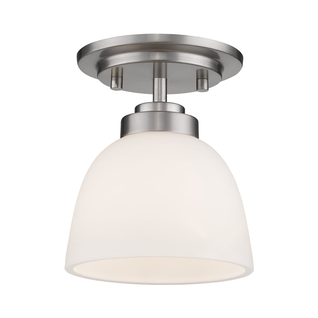 Ashton Semi-Flush Mount Ceiling Light in Brushed Nickel/Matte Opal.